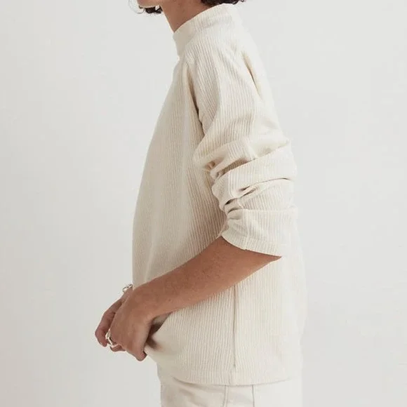 Madewell Striped Jacquard Funnelneck Top Size S - Picture 2 of 6